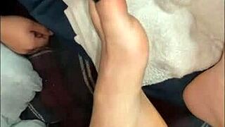 I'm talking to my followers and showing off my sexy feet in this homemade video