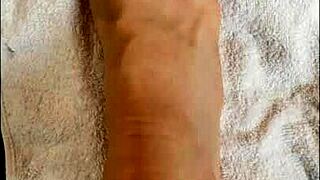 I'm talking to my followers and showing off my sexy feet in this homemade video