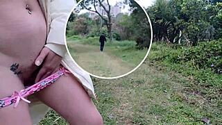 Redhead flashes in public park