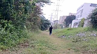 Redhead flashes in public park