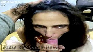 Big And Sexy Britney Gives Sloppy Blowjob With Gagging And Ball Licking