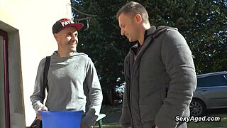 busty blonde mature gets double penetrated in wild group action