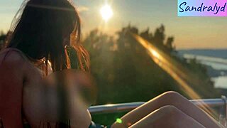 Suggestive nipple play in a paradise setting with latina hungarian solo long hair brunette natural tits