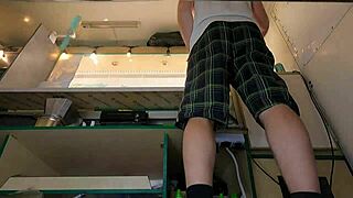 Wow, hot babe's pink skirt caught on hidden cam upskirt at work!