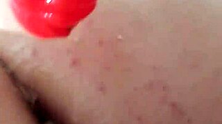 Rainbow Dildo Stretches Anal Hole