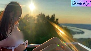 Suggestive nipple play in a paradise setting with latina hungarian solo long hair brunette natural tits