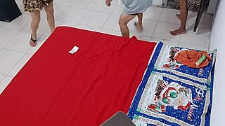 Brunettes prepare excitedly for their homemade spanish recording session