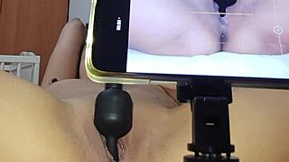 Horny Amateur Squirts and Cums While Masturbating with Dildo