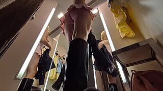 Blonde flaunts see-through outfit outdoors