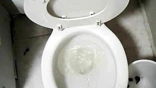 nude model sparks unexpected piss shower in the bathroom