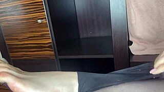 i love watching my foot in black stockings tease anal on bed