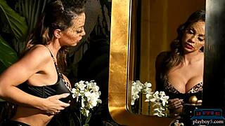 abigail mac's big tits and hairy pussy in solo striptease