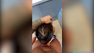 Feeling horny as babe deepthroats monster cock and gets doggystyle fucked in kitchen