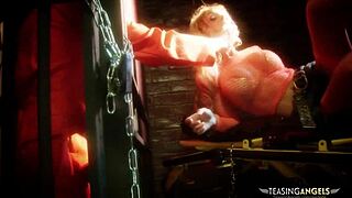 horny prisoner gets to bang two naughty sluts with big tits and glasses