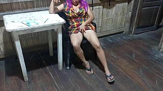 Sexy stepmother dresses as worker touching vagina and tits in homemade ranch sex