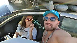 teen gives public blowjob to boyfriend on camping trip