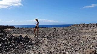 teen gives public blowjob to boyfriend on camping trip