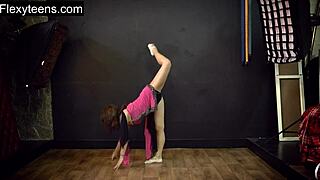 Flexible teen model poses athletically