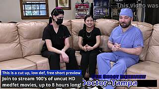 Hey, wanna see Mya, the bratty orphan cheerleader, get a physical backstage? How does Dr. Tampa handle her hairless pussy?