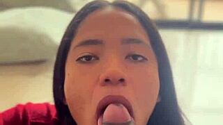 does she lick the huge cock of her neighbor?