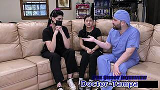 Hey, wanna see Mya, the bratty orphan cheerleader, get a physical backstage? How does Dr. Tampa handle her hairless pussy?