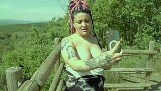 i fuck tattooed influencer outdoors at viewpoint.