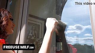 In this scene, he offers her comfort through rough fucking and blowjob, focusing on her hairy beaver and fake tits.