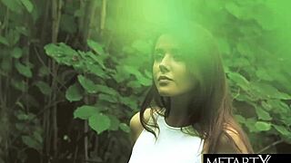 Sexy Green-Eyed Beauty With Perfect Breasts Masturbates Outdoors!