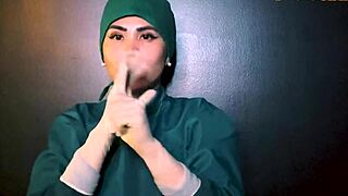 Latex gloves fetish with femdom elements in intimate session