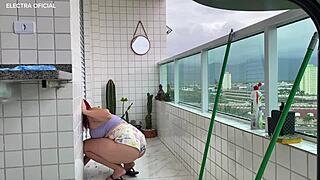 Naughty maid in tight shorts!