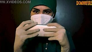 Latex gloves fetish with femdom elements in intimate session