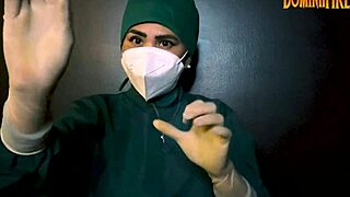 Latex gloves fetish with femdom elements in intimate session