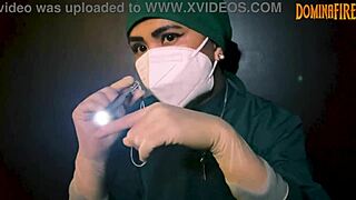 Latex gloves fetish with femdom elements in intimate session