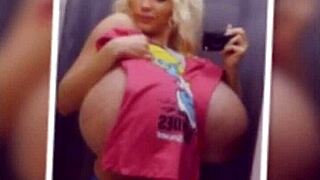 Babe With Huge Boobs Gets Them Worshipped Intensely