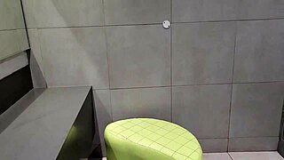 Public Toilet Fuck with Skinny Girlfriend Bent Over for Creampie in Sneaky 1on1