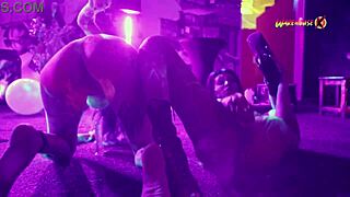 Neon party gets wild, girls fucking and screaming! 😈