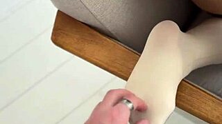 Playing With My Feet in Stockings as a Petite College Nerd