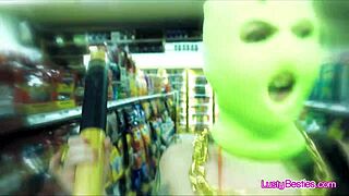 Busty bikini girlfriends steal cocks and fuck in hardcore foursome.