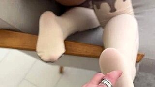 Playing With My Feet in Stockings as a Petite College Nerd