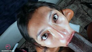 Baddies give Luisa Sanchez a cum-covered blowjob with deepthroat