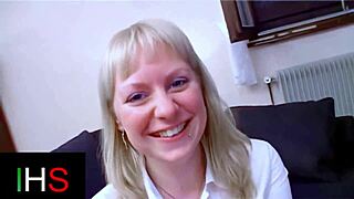 blonde milf with swollen pussy got her ass fucked hard and cumshot on belly 😍