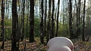 female slave self-spanking outdoors in public exposure