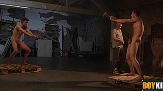 sebastian likes to tie strings around big balls and uncut penis in bondage 😈