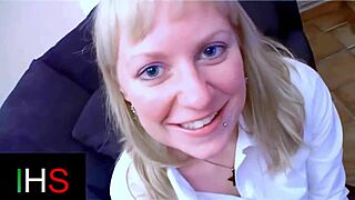 blonde milf with swollen pussy got her ass fucked hard and cumshot on belly 😍