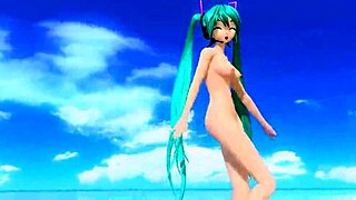 Hatsune miku in the dear cocoa girl project diva nude mod, fully nude.