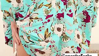 samantha indulges in foot and stocking fetish solo