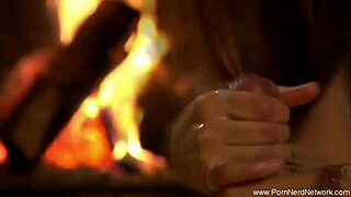 Having sensual handjob and blowjob with brunette babe!