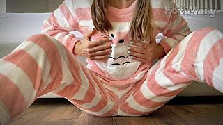 Big Squirt Orgasm from Skinny Schoolgirl with Small 18+ Tits Fingering Herself