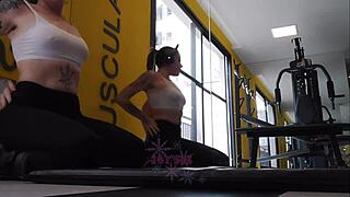 naughty blonde shows off wet ass nipples tight tits leggings at the gym