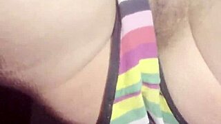 First time brunette cums hard on camera pov